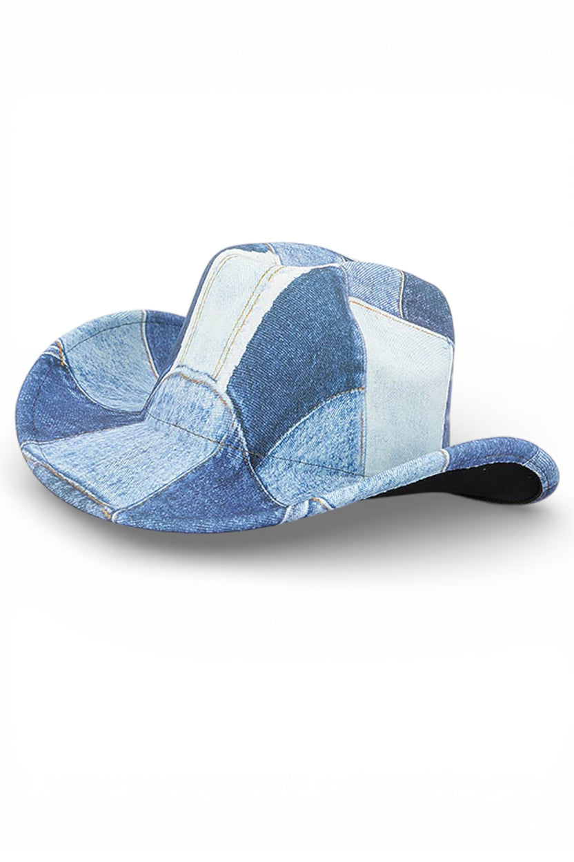 Ayo Blue Denim Patch Fedora Hat