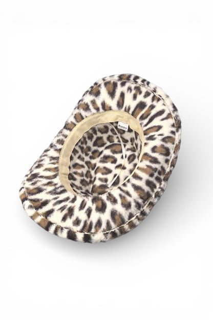 Animal Print Leopard Furry Fedora Western Hat