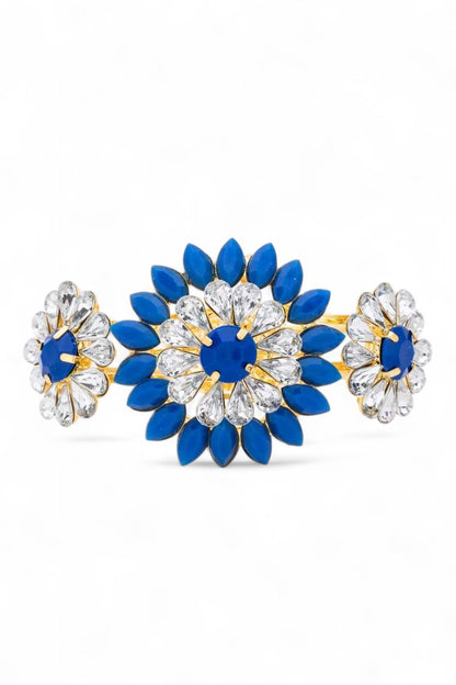 A1 Gold Resin Rhinestone Flower Hinge Bracelet