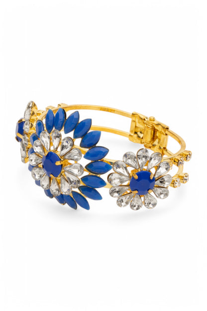 A1 Gold Resin Rhinestone Flower Hinge Bracelet