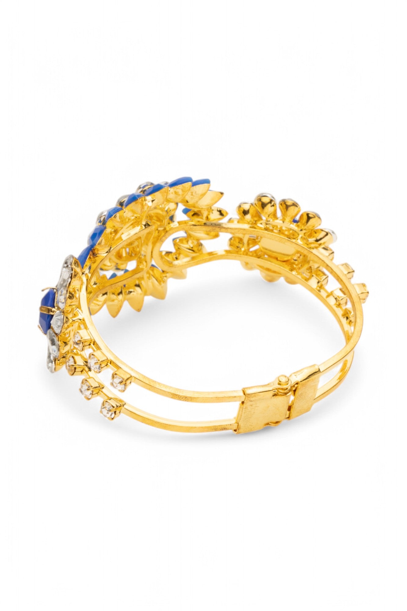 A1 Gold Resin Rhinestone Flower Hinge Bracelet