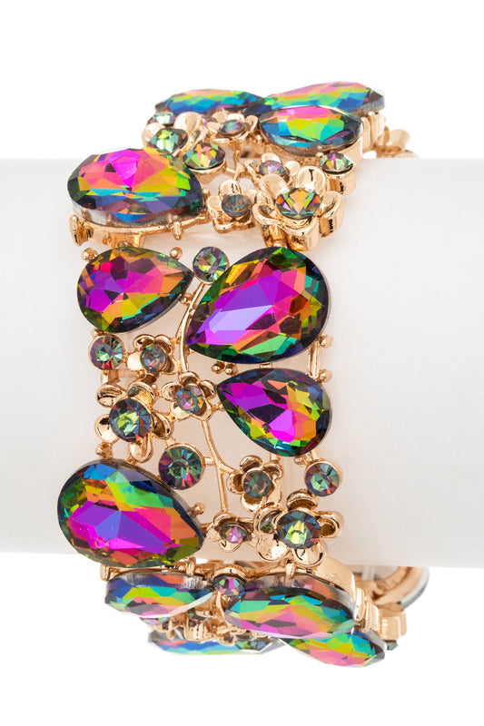 1 Multicolor Crystal Stretch Statement Bracelet