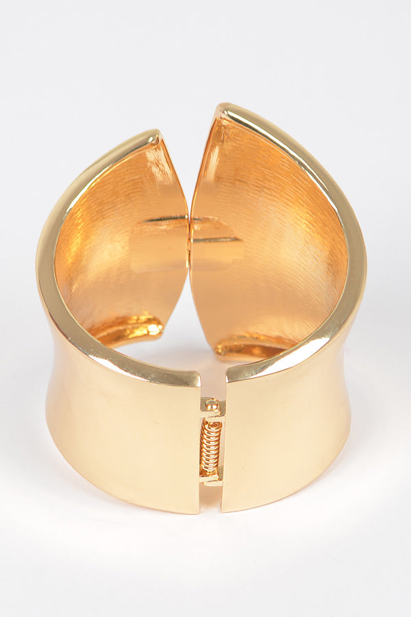 2 Chunky Gold Polished Hinge Bangle Bracelet
