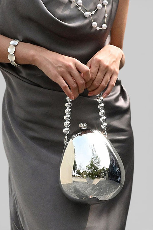 Acrylic Metallic Egg Shaped Clutch Bags