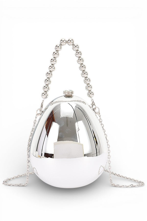 Acrylic Metallic Egg Shaped Clutch Bags