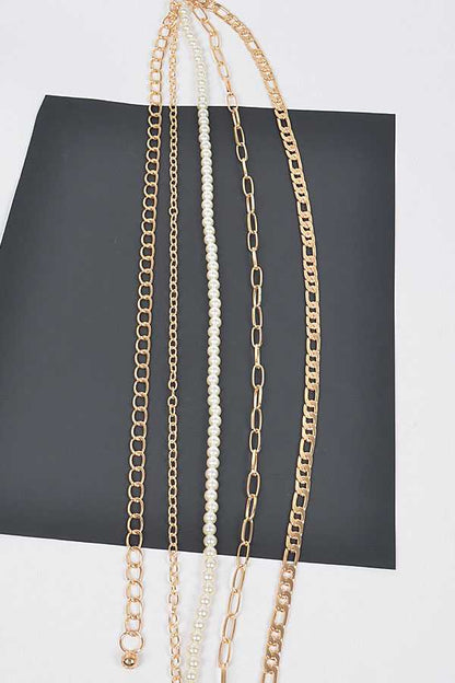April Gold & Pearl Layered Chain Statement Belt