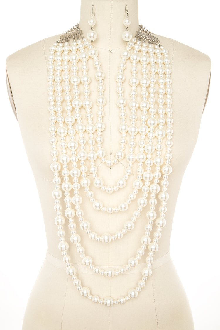 Aja Long Pearl Statement Necklace