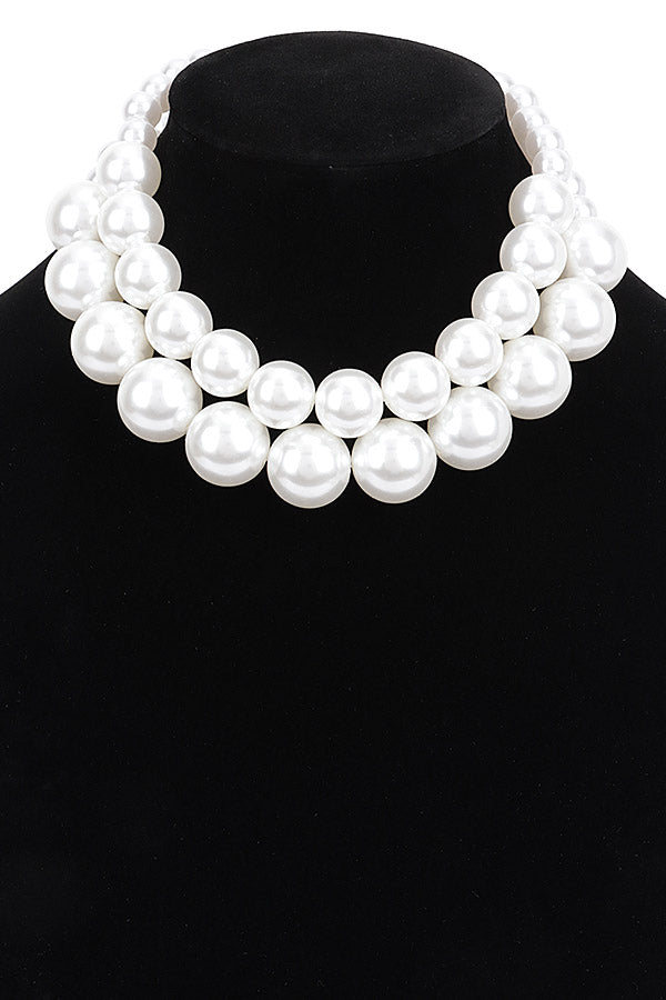 Chunky Cream Layered Pearl Choker Necklace