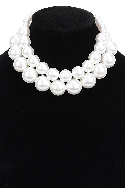 Chunky Cream Layered Pearl Choker Necklace
