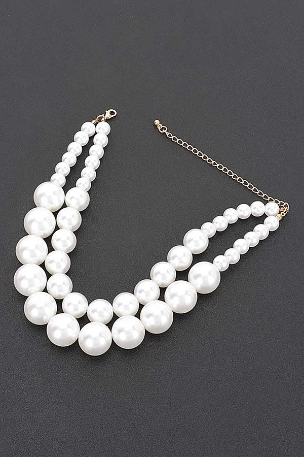 Chunky Cream Layered Pearl Choker Necklace