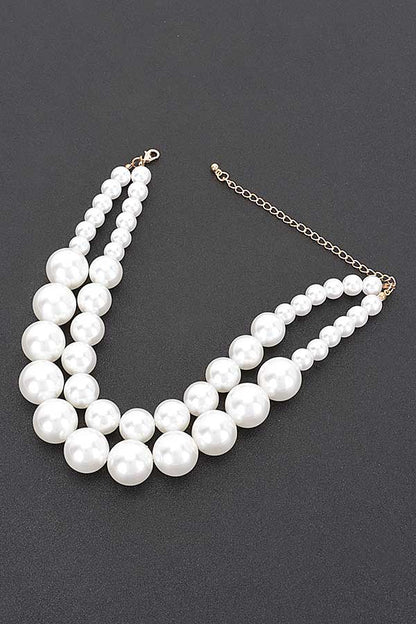 Chunky Cream Layered Pearl Choker Necklace