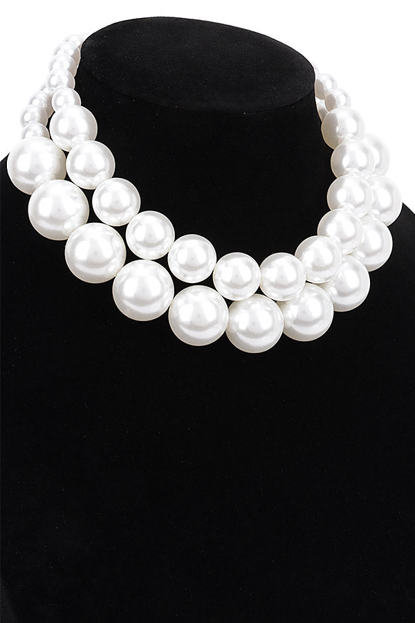 Chunky Cream Layered Pearl Choker Necklace