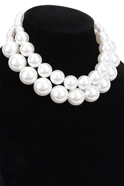 Chunky Cream Layered Pearl Choker Necklace