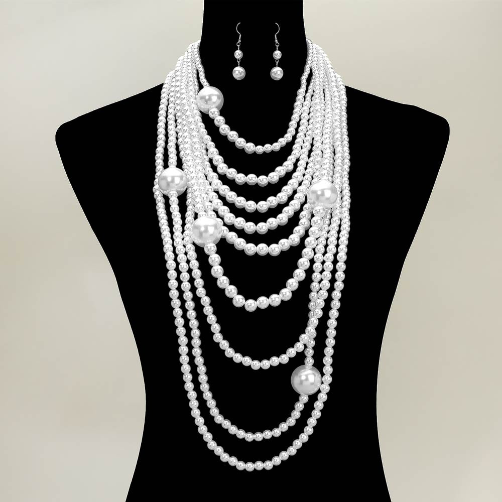 Aba 2 Glam Draped Faux Freshwater Pearl Statement Necklace
