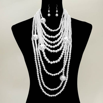 Aba 2 Glam Draped Faux Freshwater Pearl Statement Necklace