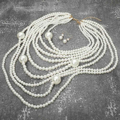 Aba 2 Glam Draped Faux Freshwater Pearl Statement Necklace