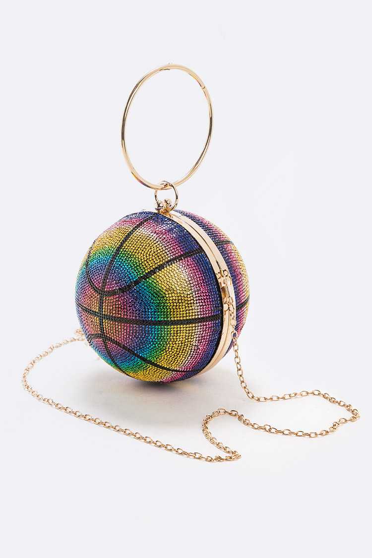 Crystal Rainbow Pave Basketball Pendant Clutch