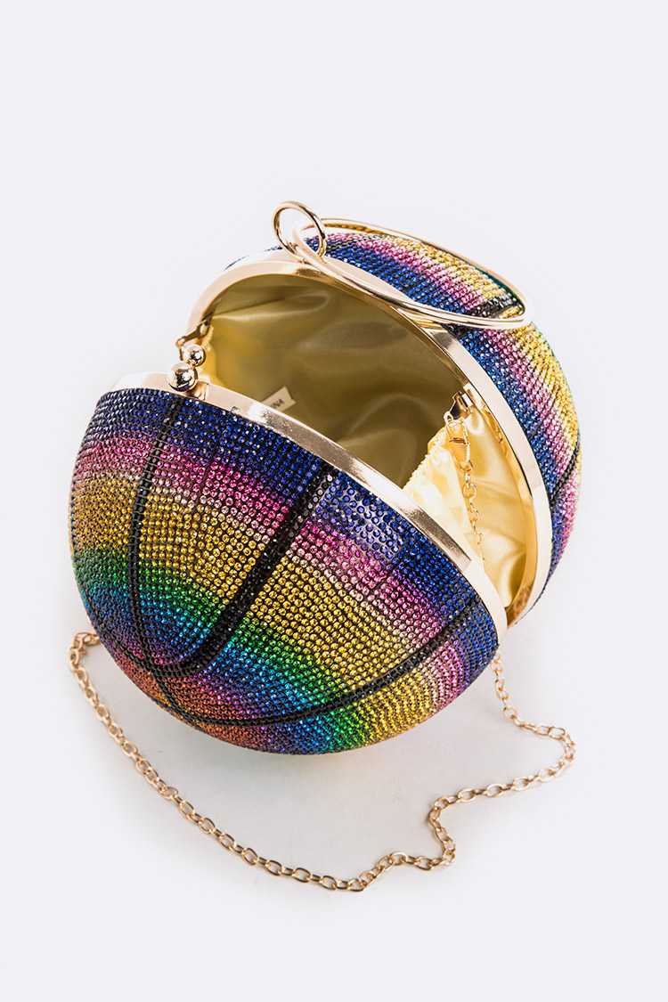 Crystal Rainbow Pave Basketball Pendant Clutch