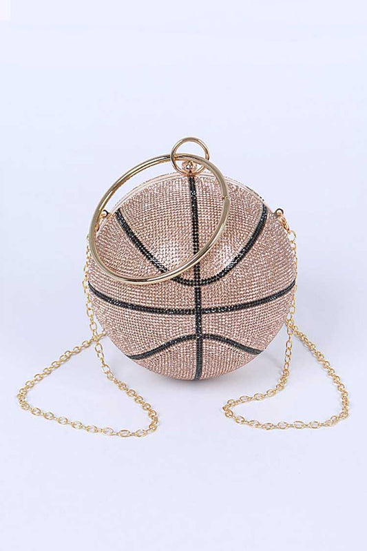 Crystal Gold Pave Basketball Pendant Clutch