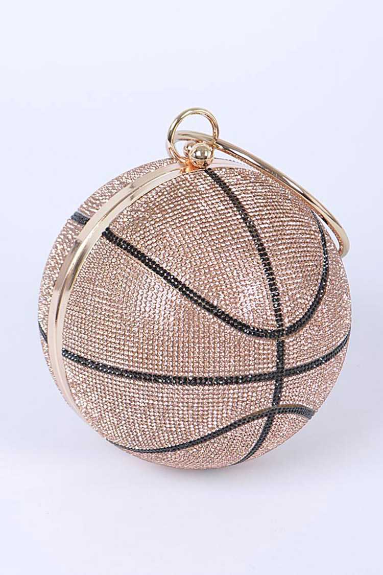 Crystal Gold Pave Basketball Pendant Clutch