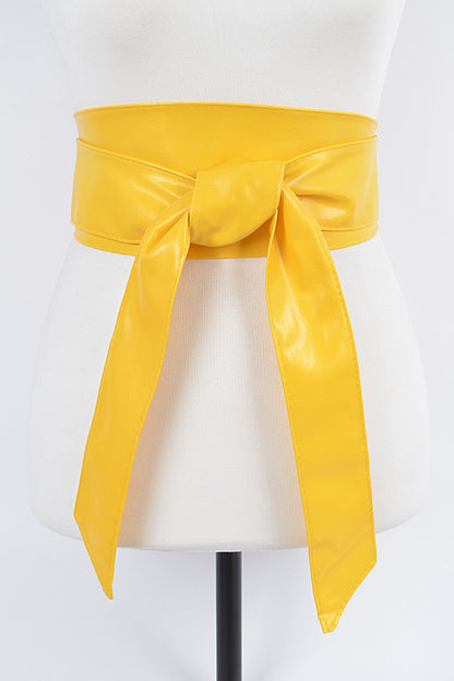 Abbi 2 Vegan Leather Obi Wrap Statement Belt