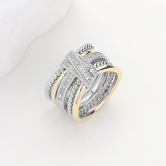 2-Tone Cubic Zirconia Cocktail Ring
