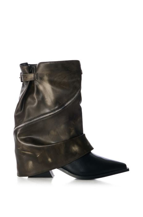 AZALEA WANG Brown Distressed Vegan Leather Slouchy Boots