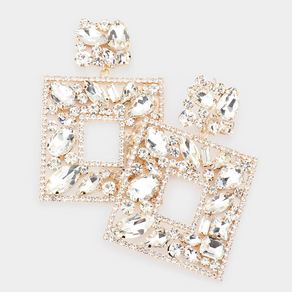 Glamorous Gold Diamond Statement Earrings