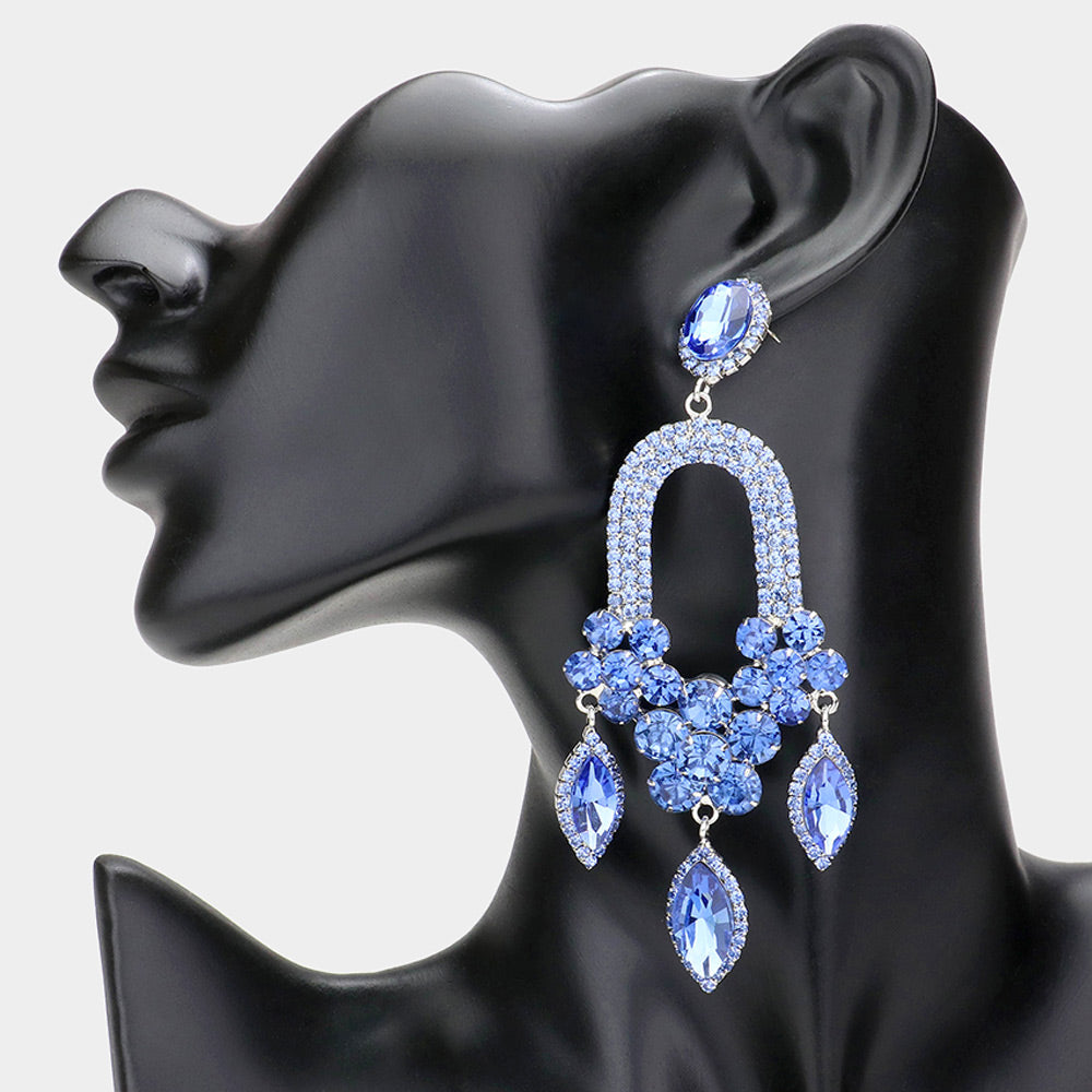 Blue Chandelier Statement Earrings