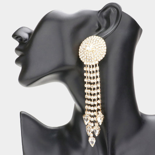 Bisa Glamorous Rhinestone Drop Statement Earrings