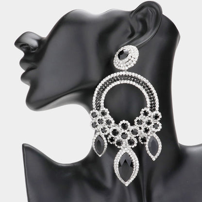 1 Oversized Marquise Triple Flower Chandelier Evening Earring