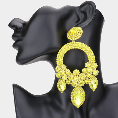 1 Oversized Marquise Triple Flower Chandelier Evening Earring