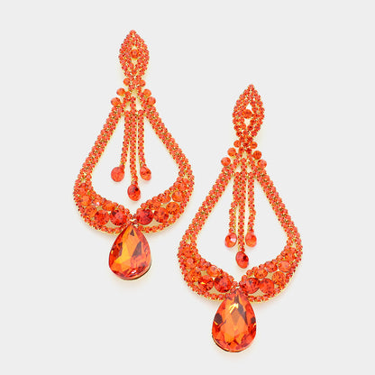 1 Marquise Chandelier Evening Statement Earrings
