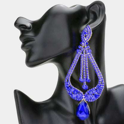 1 Marquise Chandelier Evening Statement Earrings