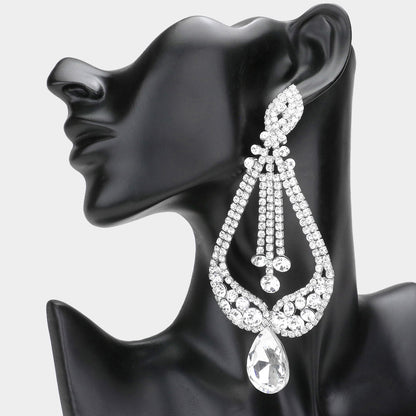 1 Marquise Chandelier Evening Statement Earrings