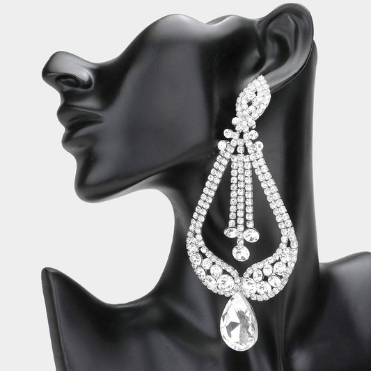 1 Marquise Chandelier Evening Statement Earrings