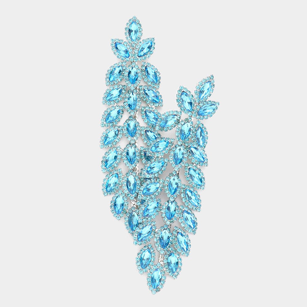1 Marquise Chandelier Evening Statement Earrings