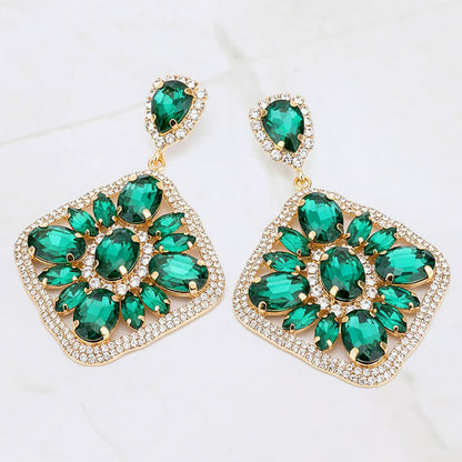 2 Oval Marquise Chandelier Evening Earrings