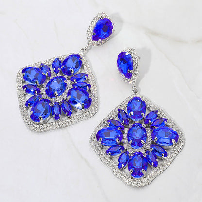 2 Oval Marquise Chandelier Evening Earrings