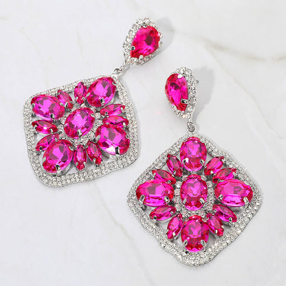 2 Oval Marquise Chandelier Evening Earrings