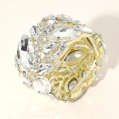 1 Marquise Stone Cluster Embellished Stretch Bracelet