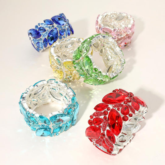 1 Marquise Stone Cluster Embellished Stretch Bracelet