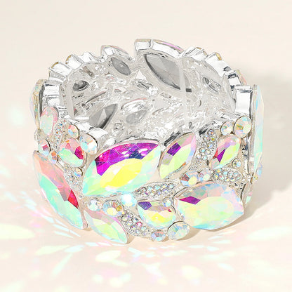 1 Marquise Stone Cluster Embellished Stretch Bracelet