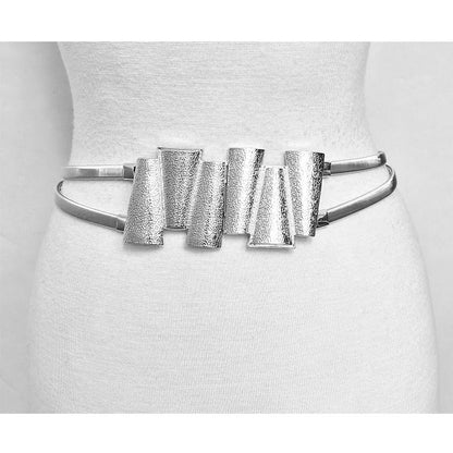 Abstract Buckle Accent Double Strap Stretch Metal Belt