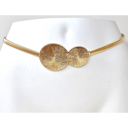 Abstract Buckle Accent Double Strap Stretch Metal Belt