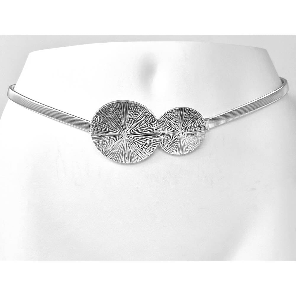 Abstract Buckle Accent Double Strap Stretch Metal Belt