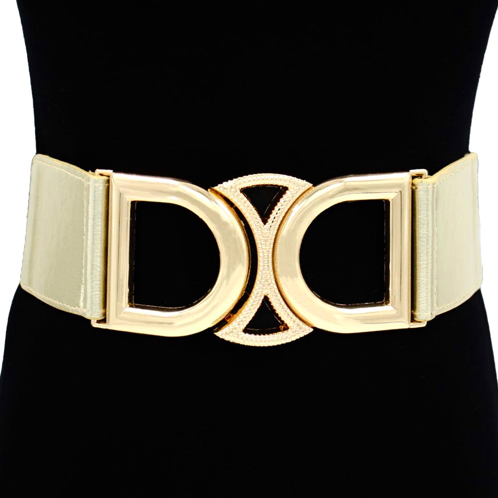 Bold Double D Sculpted Wide Waist Statement Belt