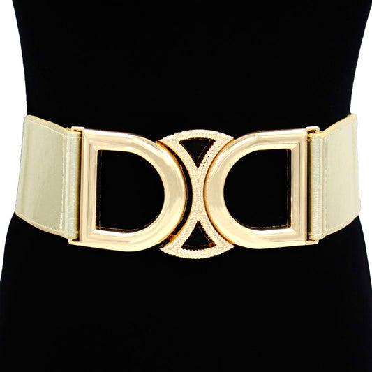 Bold Double D Sculpted Wide Waist Statement Belt