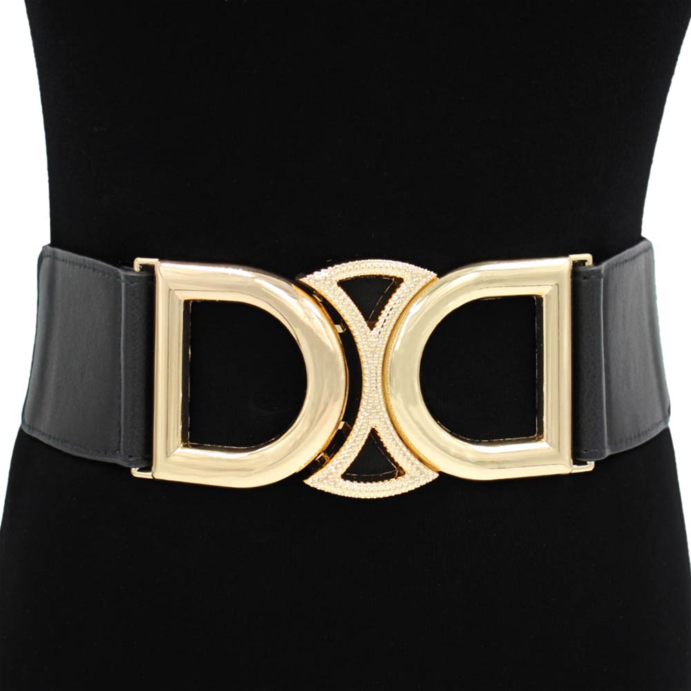 Bold Double D Sculpted Wide Waist Statement Belt