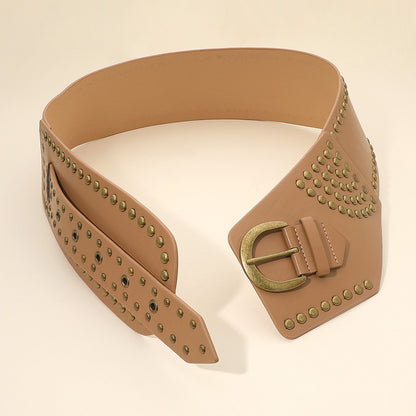 Abría Corset Western Faux Leather Studded Wide Waist Belt